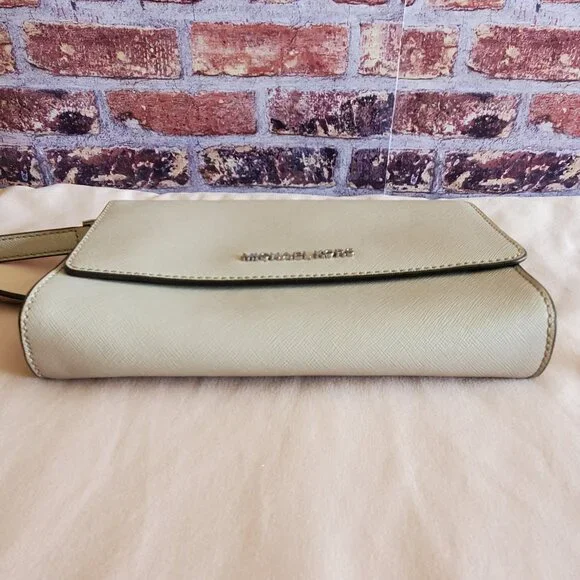 Michael Kors Jet Set Saffiano Leather 3in1 Crossbody Handbag Purse Light Grey - Picture 5 of 6